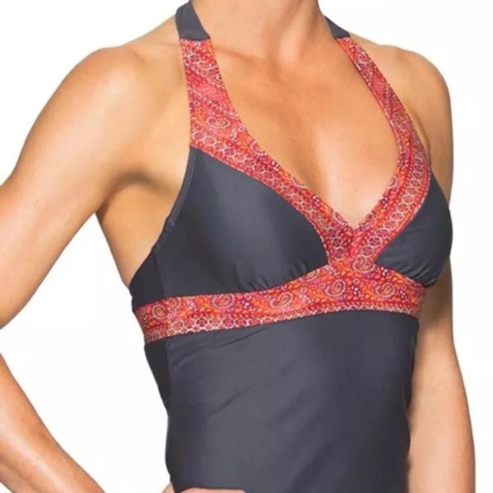 Athleta‎ Ventana bra cup halter tankini swim top & bottoms 38 D/DD